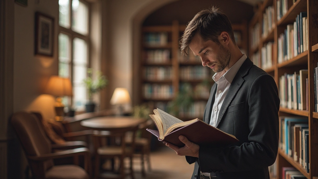 Bibliotheek interieur met boeken in planken en leestafels met natuurlijk licht