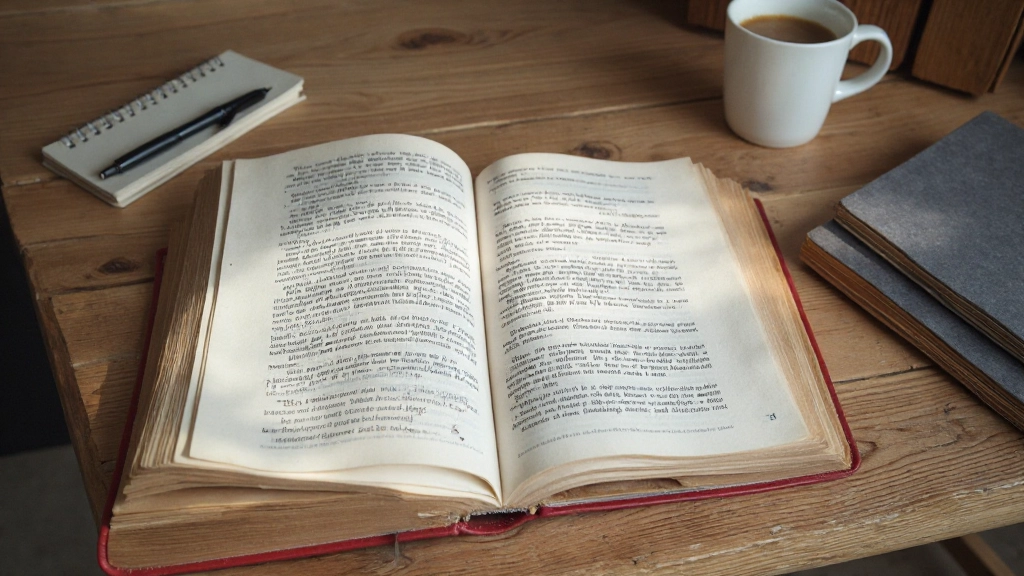 Open Nederlands boek op houten tafel met kopje thee naast een blocnote met aantekeningen