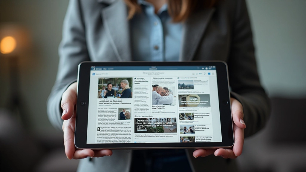 Verschillende Nederlandse kranten en nieuwswebsites op een tablet scherm, inclusief NOS, De Telegraaf en NU.nl